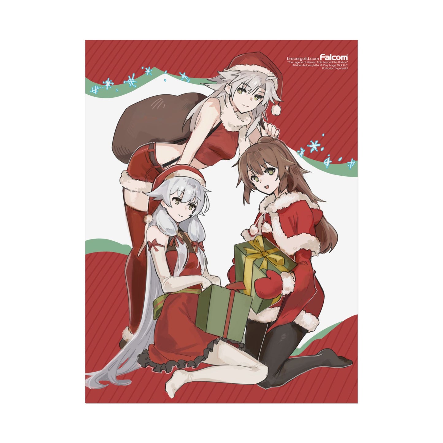 The Legend of Heroes: Trails beyond the Horizon Officially Licensed Art Print - Fie, Altina, and Towa Santa Outfits