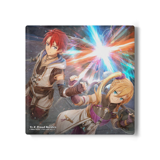 Ys X: Proud Nordics Officially Licensed Ceramic Square Coaster -- Adol Christin and Karja Balta