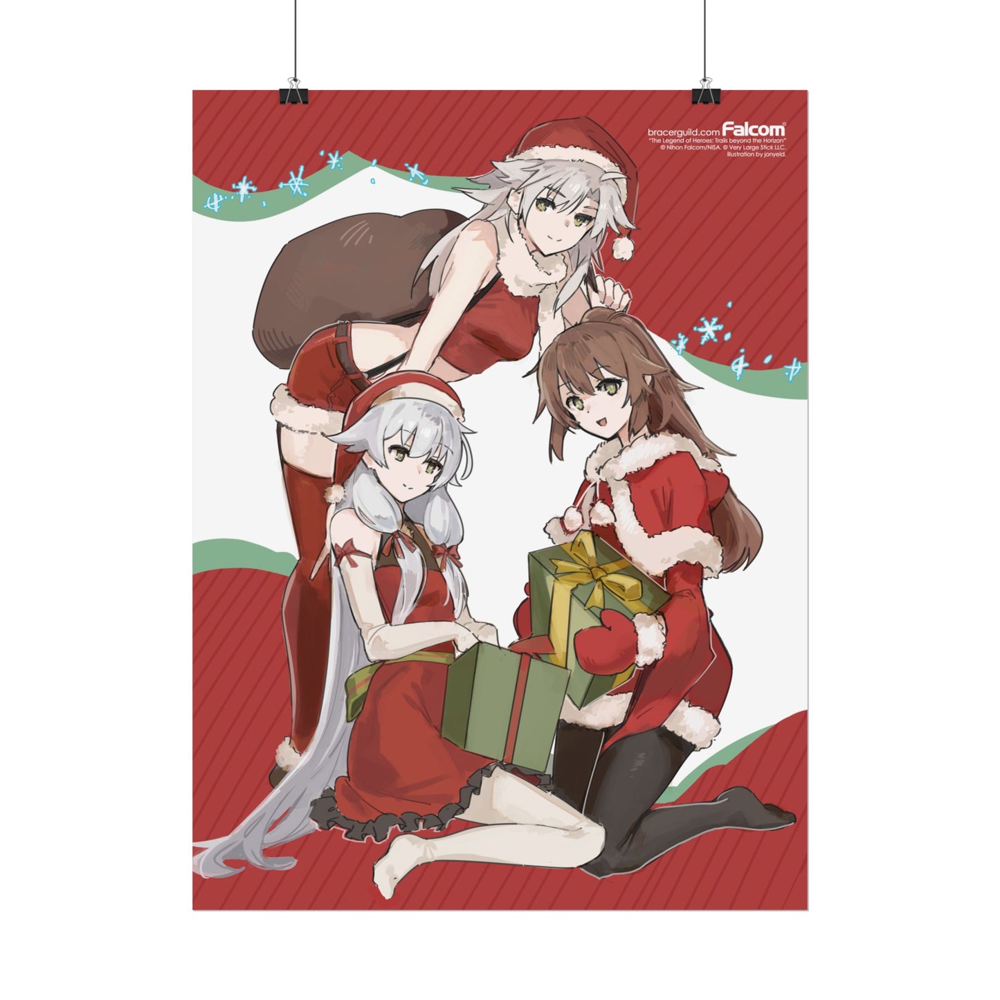 The Legend of Heroes: Trails beyond the Horizon Officially Licensed Art Print - Fie, Altina, and Towa Santa Outfits