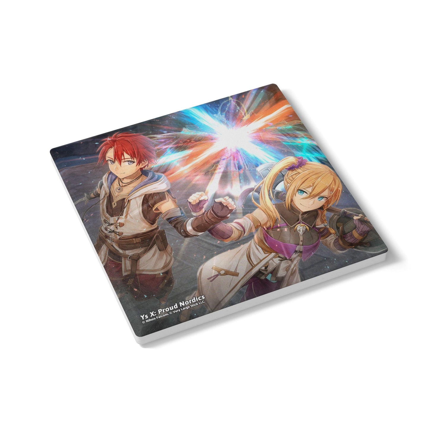 Ys X: Proud Nordics Officially Licensed Ceramic Square Coaster -- Adol Christin and Karja Balta